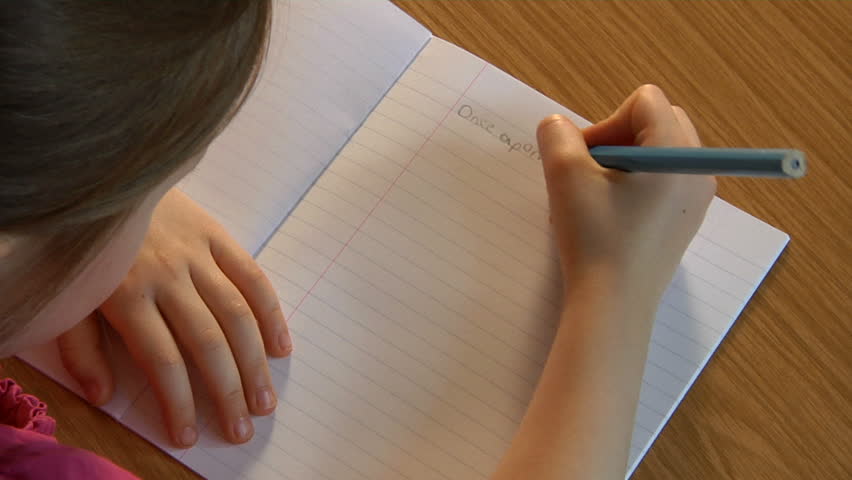 Child Writing a Story, Beginning Stock Footage Video (100% Royalty-free