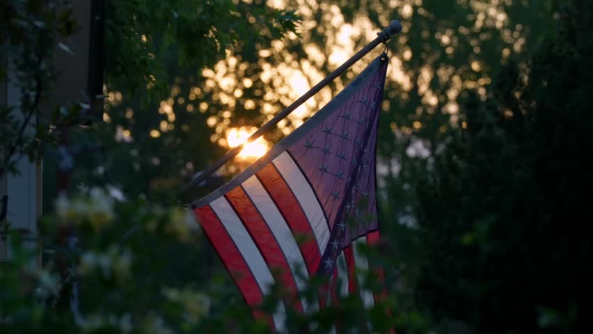 American flag blowing in the wind