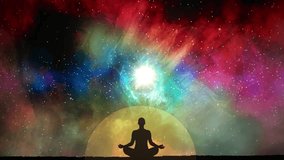 Silhouette of a Yogi in Meditation Against a Cosmic Background - Powered by Shutterstock - Get 15% off with code: PIKWIZARD15