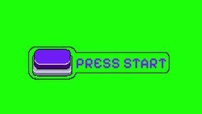 Retro Pixel Art Blue Button - Press Start UI Element on Green Screen Background, 8-Bit Game Design, Vintage Video Game Graphics, Pixelated User Interface Component - Powered by Shutterstock - Get 15% off with code: PIKWIZARD15
