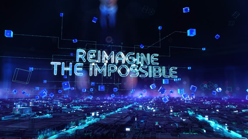 Reimagine the Impossible- businessman working with virtual reality at office.