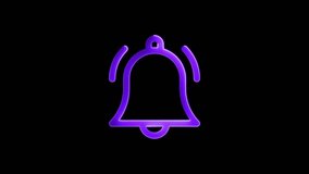 Notification icon animation by purple color neon mask glow on black background. neon Notification icon. - Powered by Shutterstock - Get 15% off with code: PIKWIZARD15