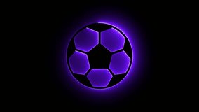 Football icon animation by purple color neon mask glow on black background. neon football icon. - Powered by Shutterstock - Get 15% off with code: PIKWIZARD15