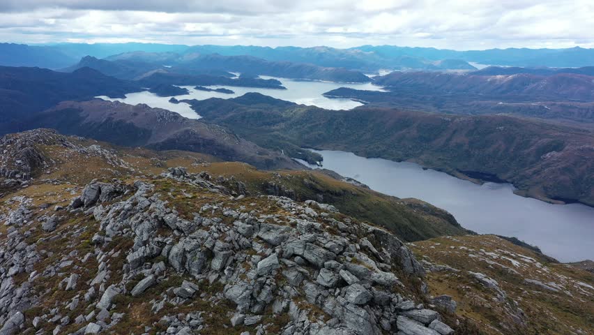 Mount Sprent, Southwest Wilderness, Tasmania, Australia 4K Aerial Drone