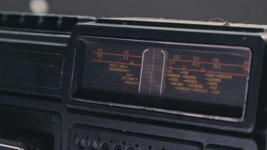 Retro Radio station tuner scans European Waveband for broadcast signal