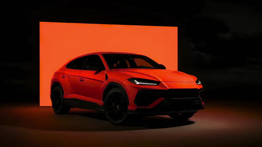 A bold orange SUV stands out against a vibrant backdrop, showcasing its modern design and elegant features