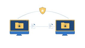 Secure Data transfering between two computers in mimialist colors 4k animation with white backdrop. - Powered by Shutterstock - Get 15% off with code: PIKWIZARD15