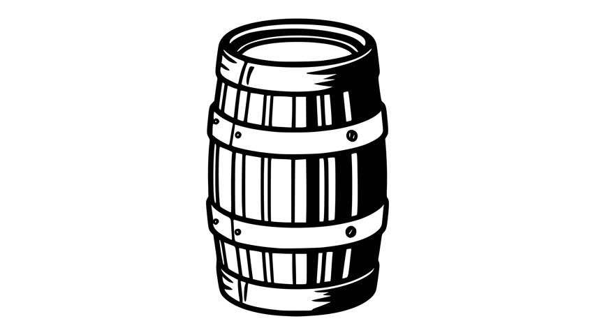 Barrel icon line art vector animation.