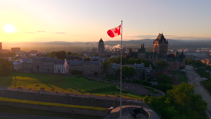 The beauty sunset in quebec city