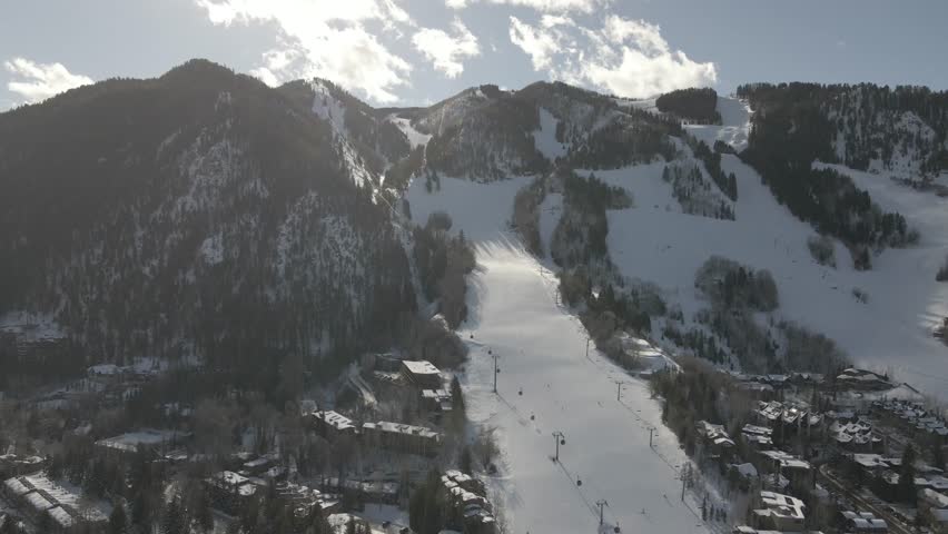 Aspen Colorado Snowy Town and Mountains