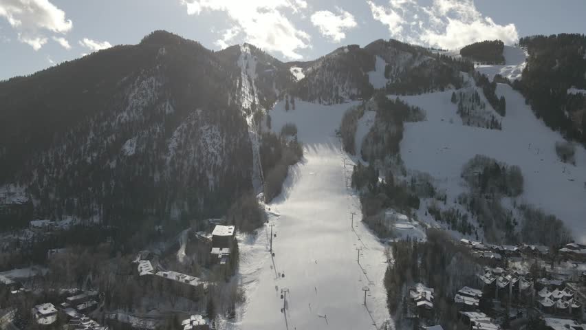 Aspen Colorado Snowy Town and Mountains