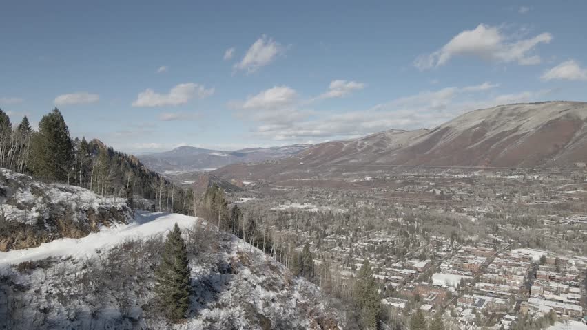Aspen Colorado Snowy Town and Mountains