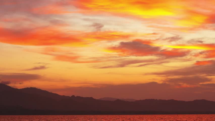 Scenic View of Mountains at Sunset