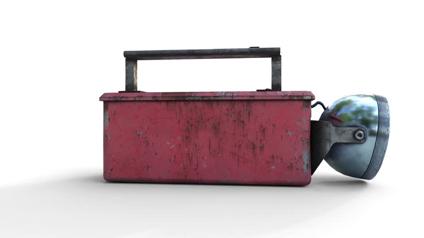 old railway torch on white background. 3d and computer rendering animation video with 4k resolution.