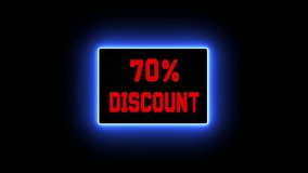 70 percent off sale discount. Neon Light Sign Sale, 70% Off Discount, Glowing Neon Sign Offers - Powered by Shutterstock - Get 15% off with code: PIKWIZARD15
