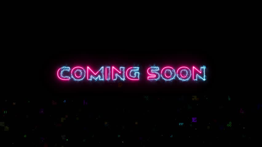 Coming soon text with colorful neon lights animation promote advertising next business concept