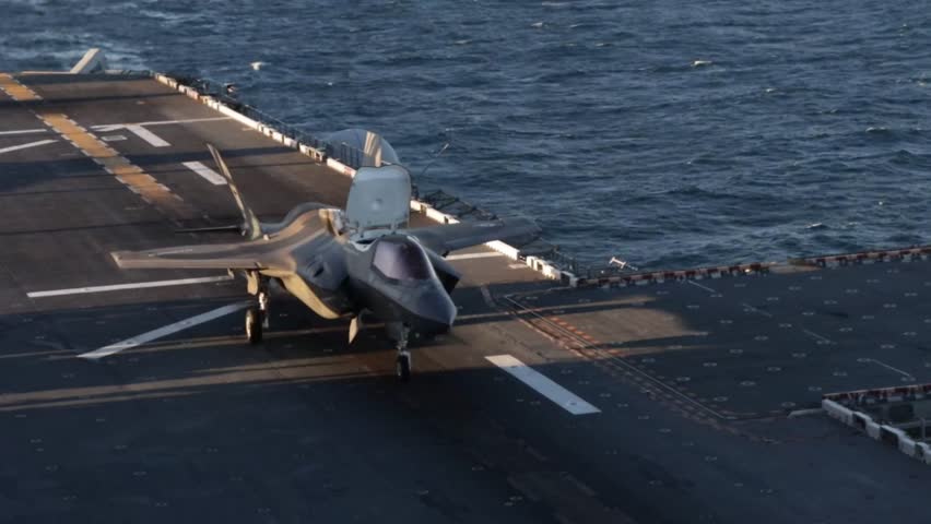 U.S. Marines Corps F-35B Lightning II aircraft conduct short takeoff.