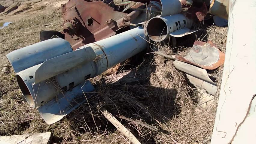 Remains of exploded ammunition, shells of multiple launch rocket systems. Rockets, mines, cartridges, shells, aerial bombs, multiple launch rocket systems that were used during the armed conflict