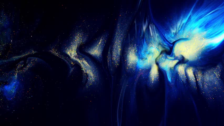Experience the beautiful abstract blue and gold cosmic swirls in an artistic form