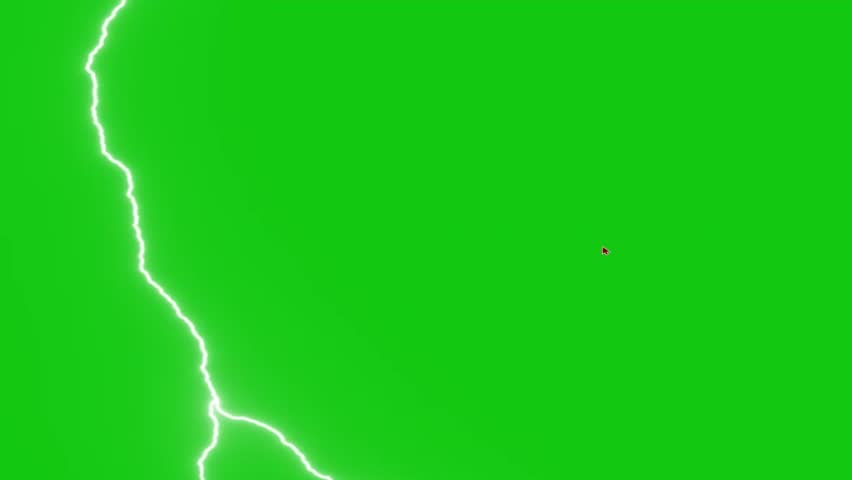 This short, dramatic green screen video begins with a dark green background, quickly transitioning into bright, jagged white lightning bolts striking from the sides.