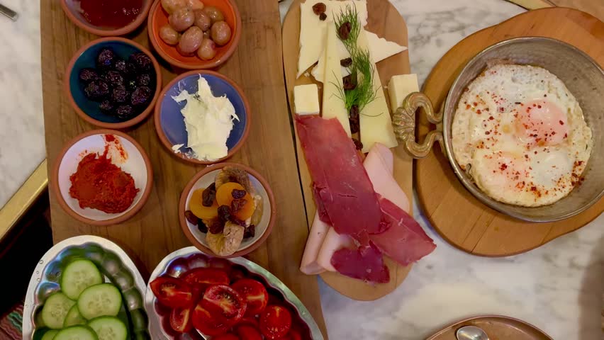 Traditional turkish breakfast top view