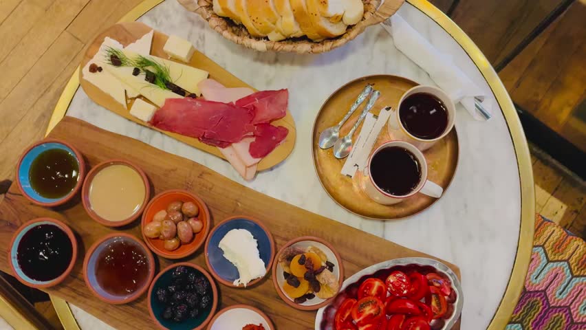 Traditional turkish breakfast top view