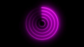 Abstract circular neon wave pulse animation in seamless loop. Radiating waves create a hypnotic round motion with glowing light trails. Ideal for EDM visuals, tech interfaces, and sci-fi overlays. - Powered by Shutterstock - Get 15% off with code: PIKWIZARD15