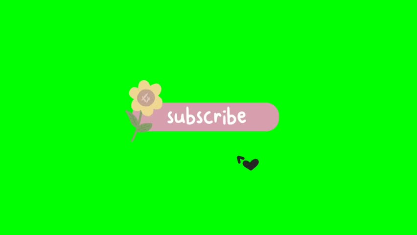 aesthetic cute kawaii flower subscribe cartoon with green screen background