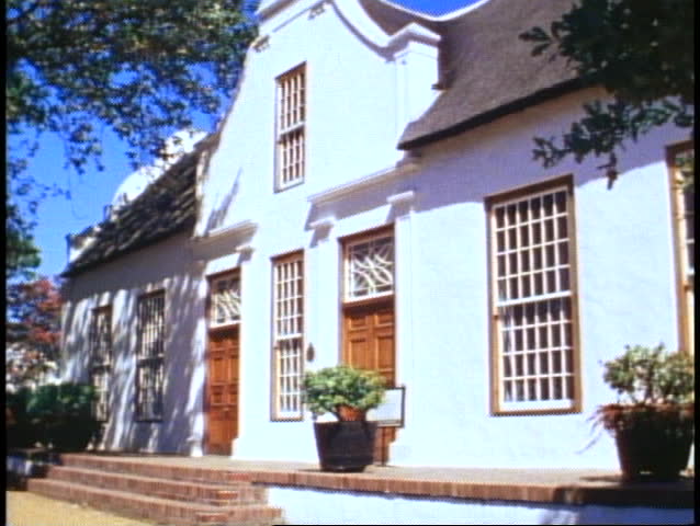 Stellenbosch, South Africa, Dutch style gabbled building, medium shot, winery