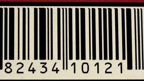 Female head holding smartphone in front of face with glitching video of bar codes on screen - Powered by Shutterstock - Get 15% off with code: PIKWIZARD15