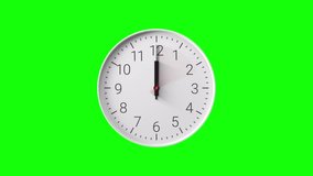Clock Timelapse Greenscreen Alpha Loop. Fast movement of clock hands motion blur. Analog Wall Clock Isolated. Time Passing Fast. 12 Hours Classic Clock  - Powered by Shutterstock - Get 15% off with code: PIKWIZARD15