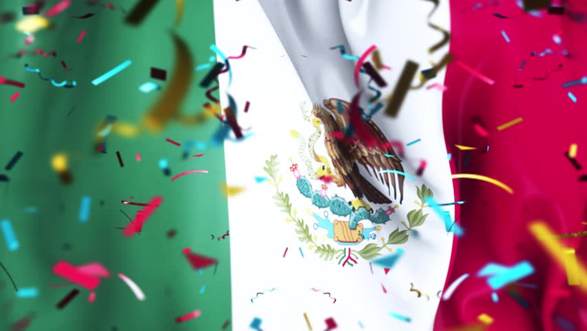 Mexico Confetti Waving Flag independence day