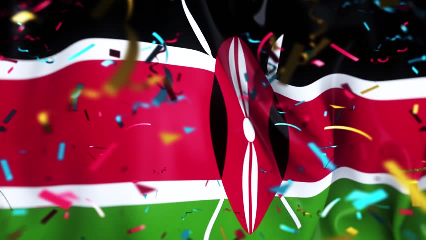 Kenya Confetti Waving Flag independence day