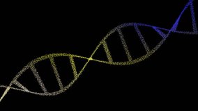 Holographic animation of DNA strands rotating. DNA Strand animation. Abstract gradient color shiny DNA molecule on futuristic digital illustration. DNA molecules on Alpha channel  - Powered by Shutterstock - Get 15% off with code: PIKWIZARD15