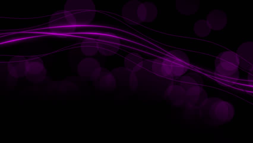 Animated Pink color luxury shiny wavy lines with bokeh particles on black background