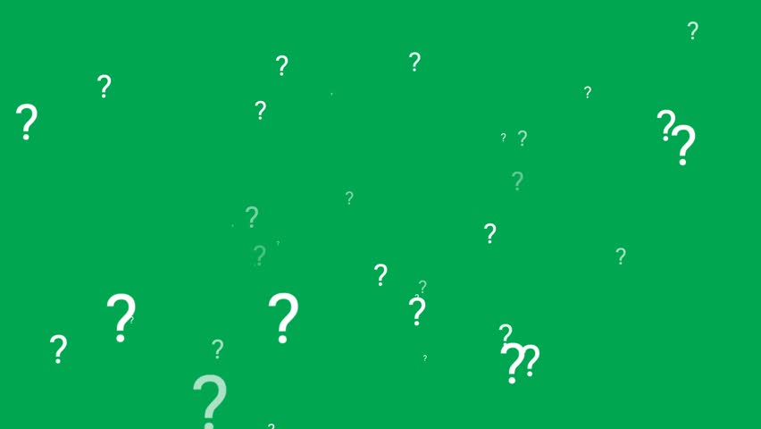 Question mark overlay animation growing randomly from center on green screen. 4K animated for motion graphics, overlays, video editing, infographics, and explainer.