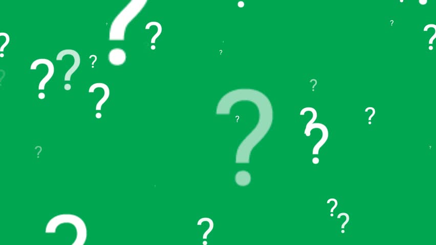 Question mark overlay animation moving randomly from top to bottom on green screen. 4K animated for motion graphics, overlays, video editing, infographics, and explainer.