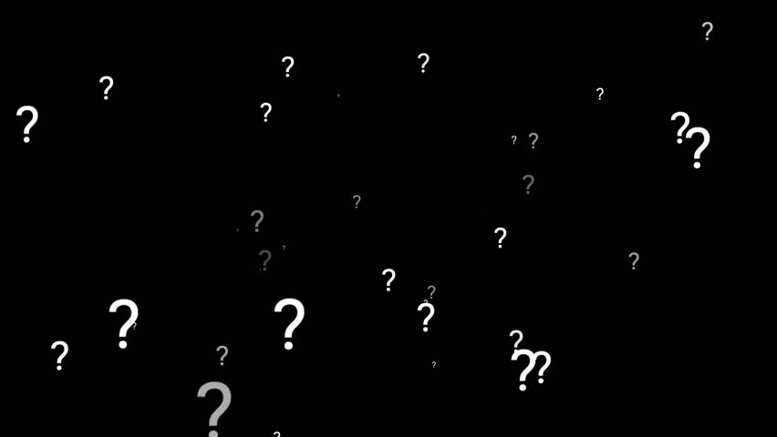 Question mark overlay animation growing randomly from center with alpha matte. 4K animated for motion graphics, overlays, video editing, infographics, and explainer.