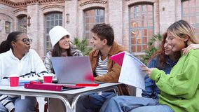 A lively group of university students engaging in collaborative study, sharing notes, and discussing projects enthusiastically, showcasing friendship and teamwork during their academic journey - Powered by Shutterstock - Get 15% off with code: PIKWIZARD15