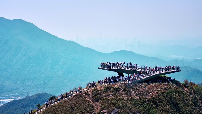 Blue lakes and green hills, aerial photos of distant urban landscapes, Shenzhen, China