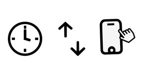 Clock, Up-Down Arrows, and Smartphone with Tap, representing concepts of time management, data transfer, and mobile interaction for digital applications - Powered by Shutterstock - Get 15% off with code: PIKWIZARD15