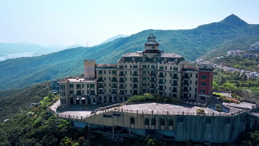 Blue lakes and green hills, aerial photos of distant urban landscapes, Shenzhen, China