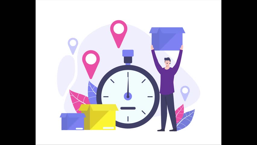 Stopwatch animation and people carrying boxes, themes for gifts, flash sales, awards and more