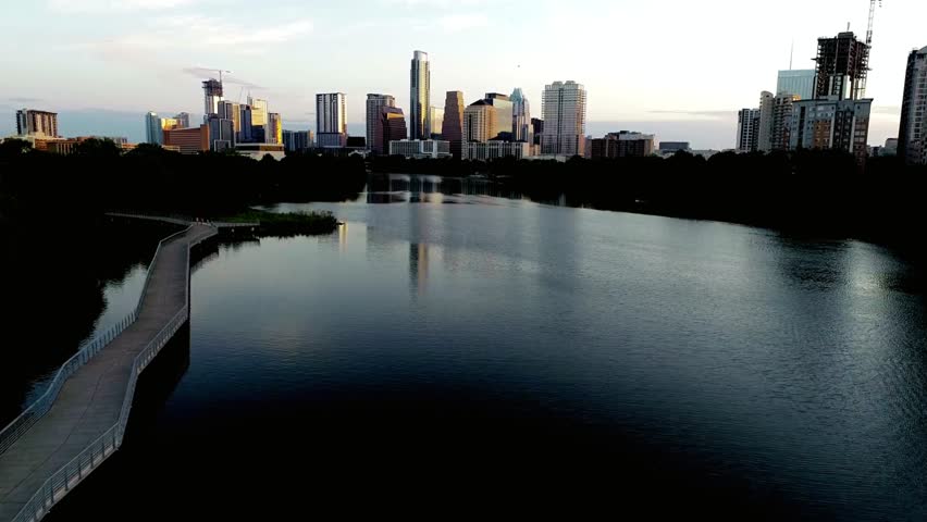 A pathway leads along the lake in austin, texas