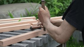 A man cutting wood with a chisel - Powered by Shutterstock - Get 15% off with code: PIKWIZARD15