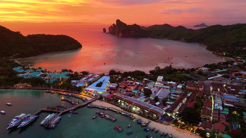 Aerial view of the Phi Phi Island in the Krabi Province, Thailand