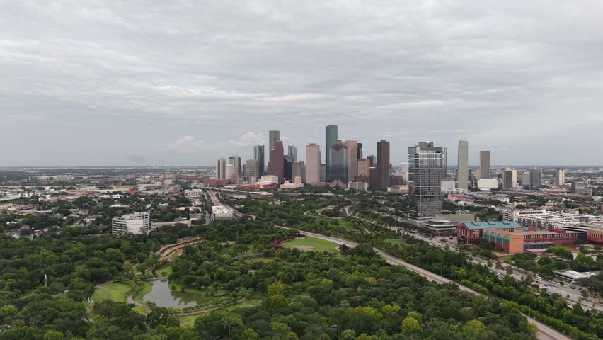 Houston, Texas, USA downtown skyline bayou 