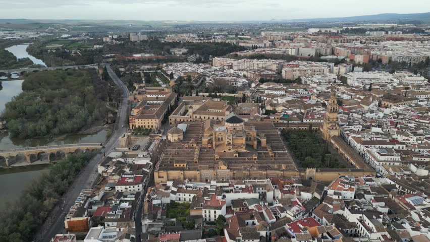 Aerial capture unveils a stunning panorama of Cordoba, province of Andalusia, southern Spain