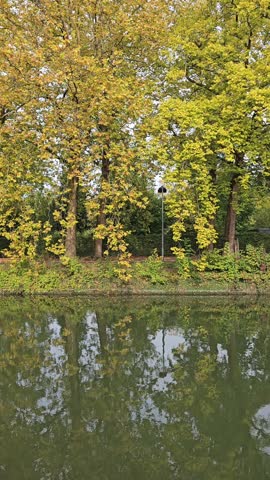 People Walking and Jogging in Parc de la Citadelle on a Peaceful Autumn Day - Lille, France 