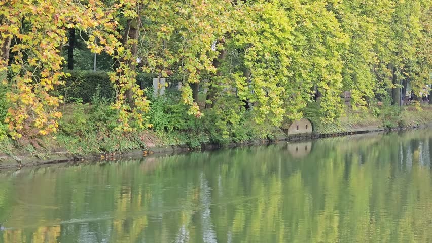 People Walking and Jogging in Parc de la Citadelle on a Peaceful Autumn Day - Lille, France 